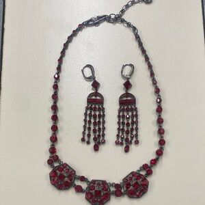 Givenchy Elegant Red crystal Gemstone Necklace and Earring Set